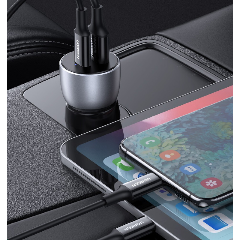 Автомобільний зарядний пристрій UGREEN CD213 2-Port Fast Car Charger gray (UGR-60980)
