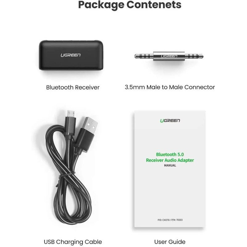 Bluetooth-ресивер UGREEN CM276 Bluetooth 5.0 Receiver Audio Adapter (UGR-70303)