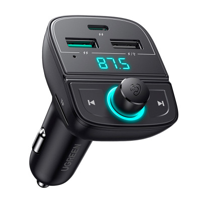 АЗП з FM-модулятором UGREEN CD229 FM&Bluetooth Transmitter&Car Charger + TF  Slot Black (UGR-80910)