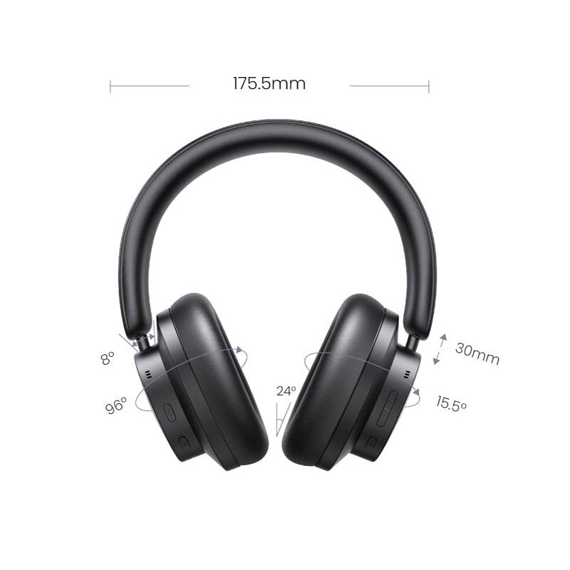 Бездротові накладні навушники UGREEN HP106 HiTune Max3 Hybrid Active Noise-Cancelling Headphones (Black) (UGR-90422)