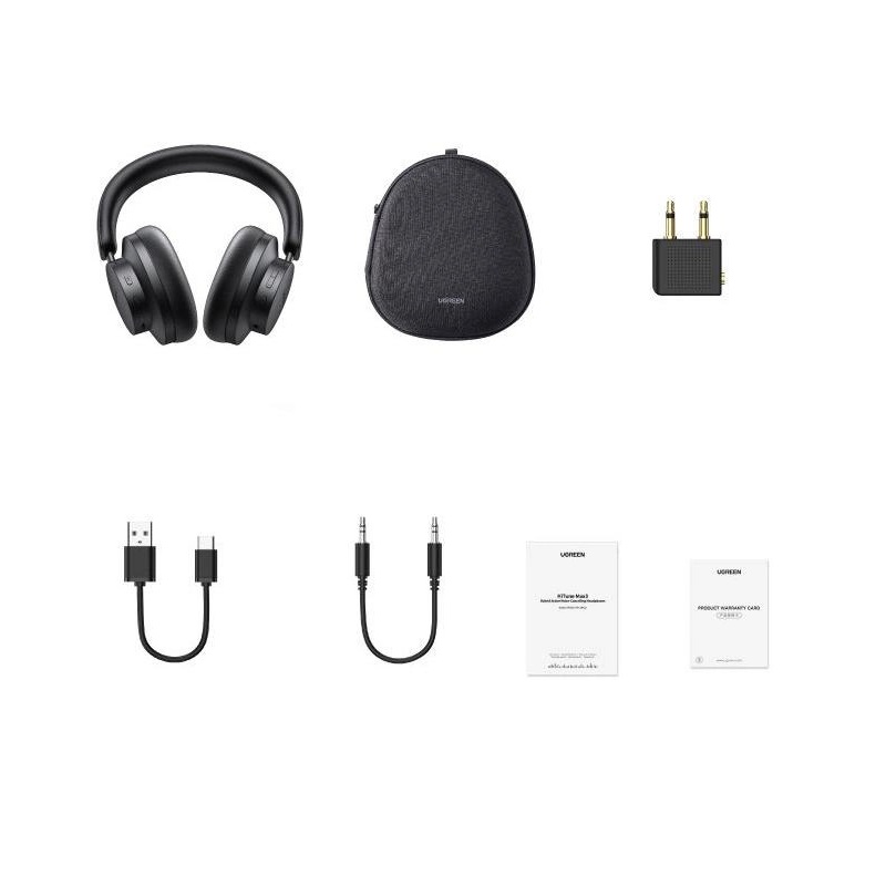 Бездротові накладні навушники UGREEN HP106 HiTune Max3 Hybrid Active Noise-Cancelling Headphones (Black) (UGR-90422)