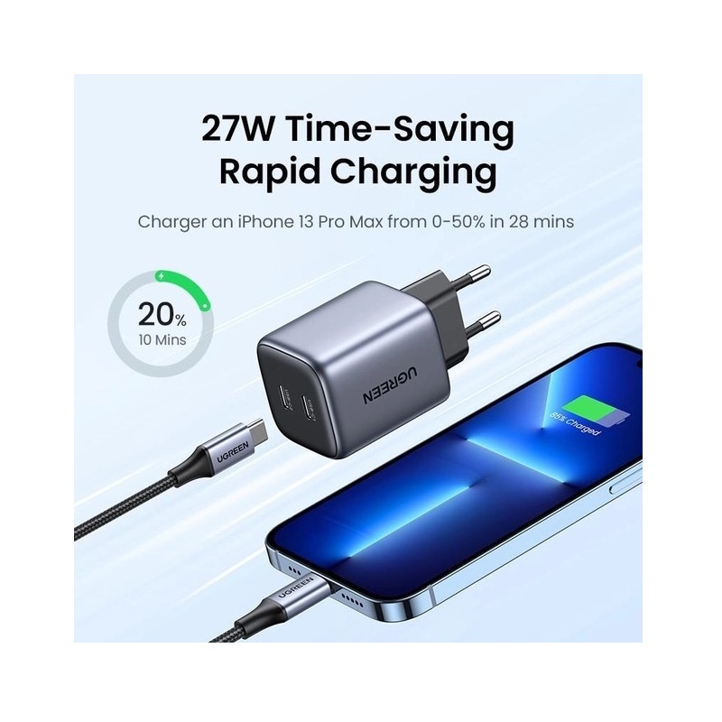 Мережевий зарядний пристрій UGREEN CD294 Nexode 45W Charger EU (Space Gray)(UGR-90573) (UGR-90573)