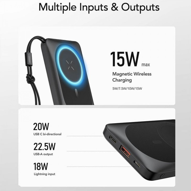 Зовнішній акумулятор VEGER Wireless 10000mAh 38.5Wh 3.85V Black (VG-W1151-B)