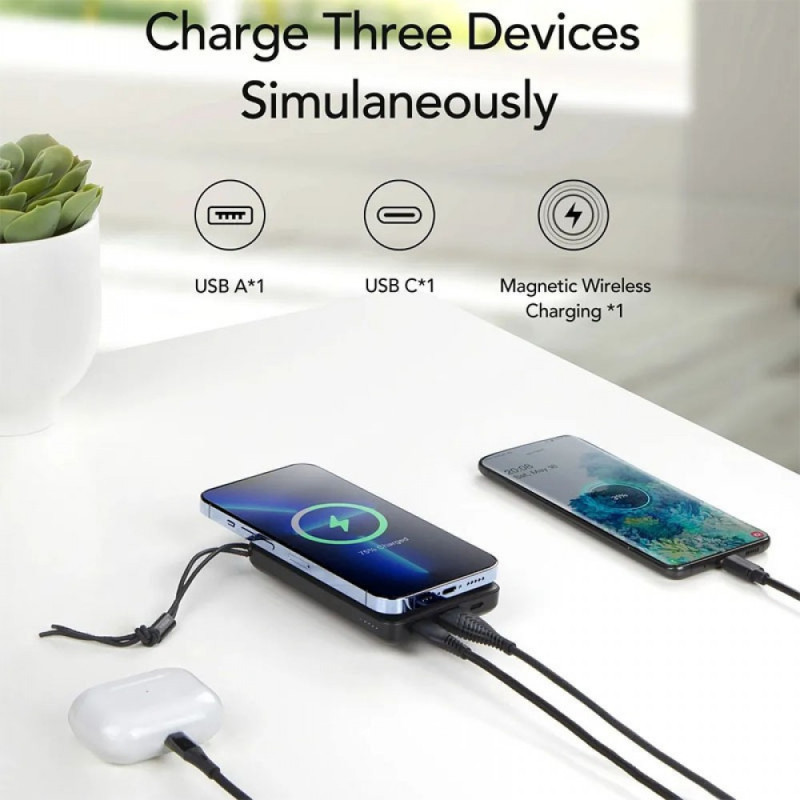 Зовнішній акумулятор VEGER Wireless 10000mAh 38.5Wh 3.85V Black (VG-W1151-B)