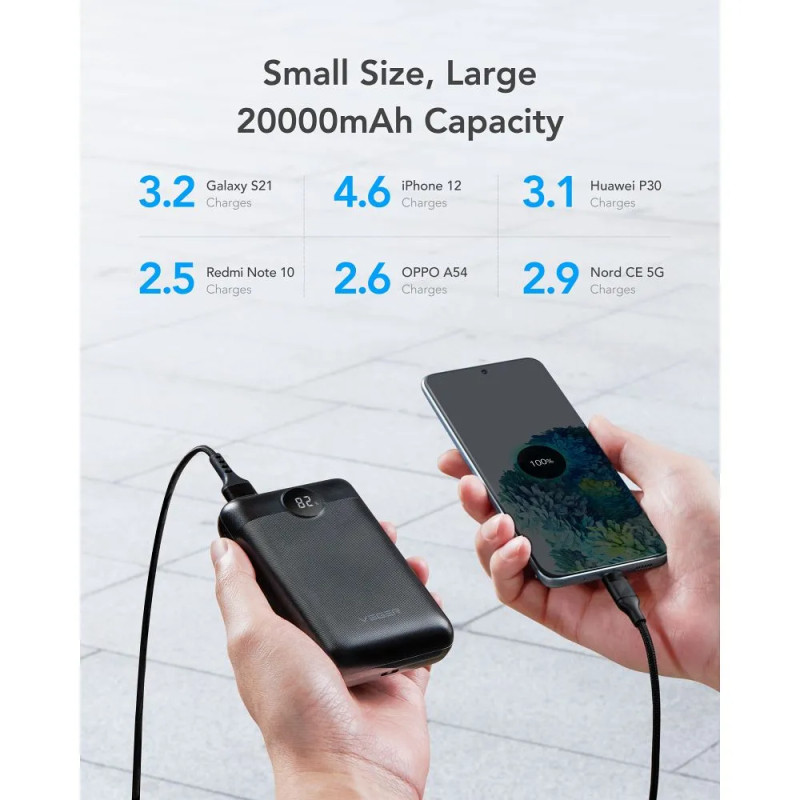 Зовнішній акумулятор VEGER 20000 mAh PD QC3.0 2A 22,5W S20 (W2053) black (VG-W2053)