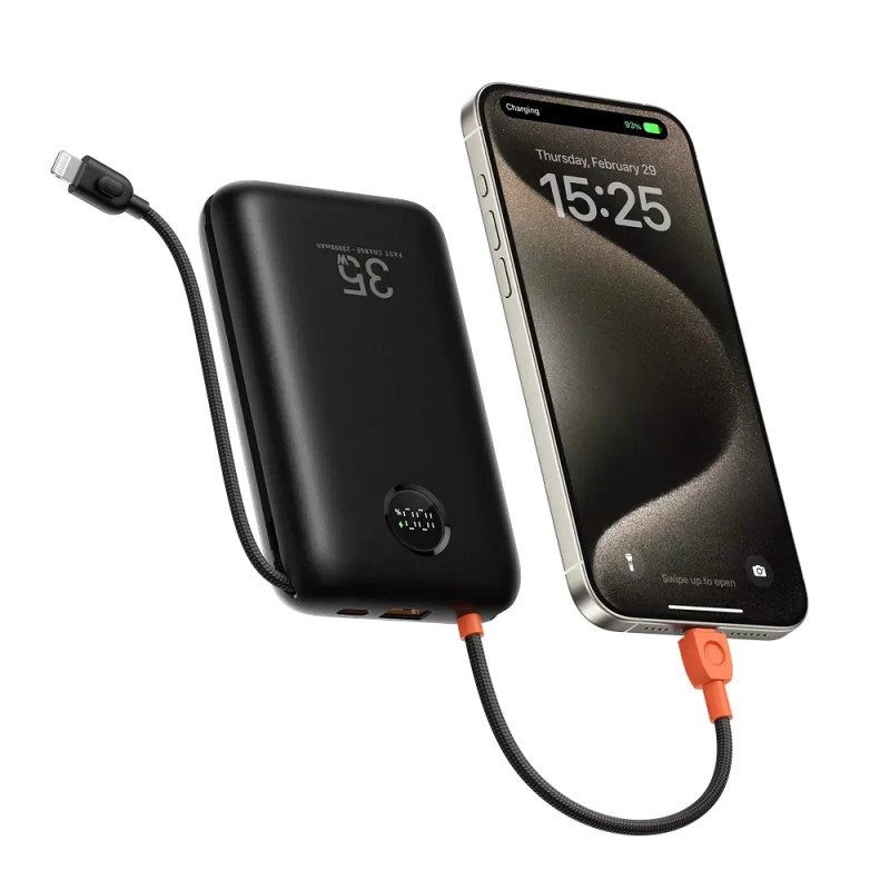 Зовнішній акумулятор VEGER 20000 mAh with built-in cables Type C / Lightning PD QC3.0 35W K2 (W2068) black (VG-W2068)