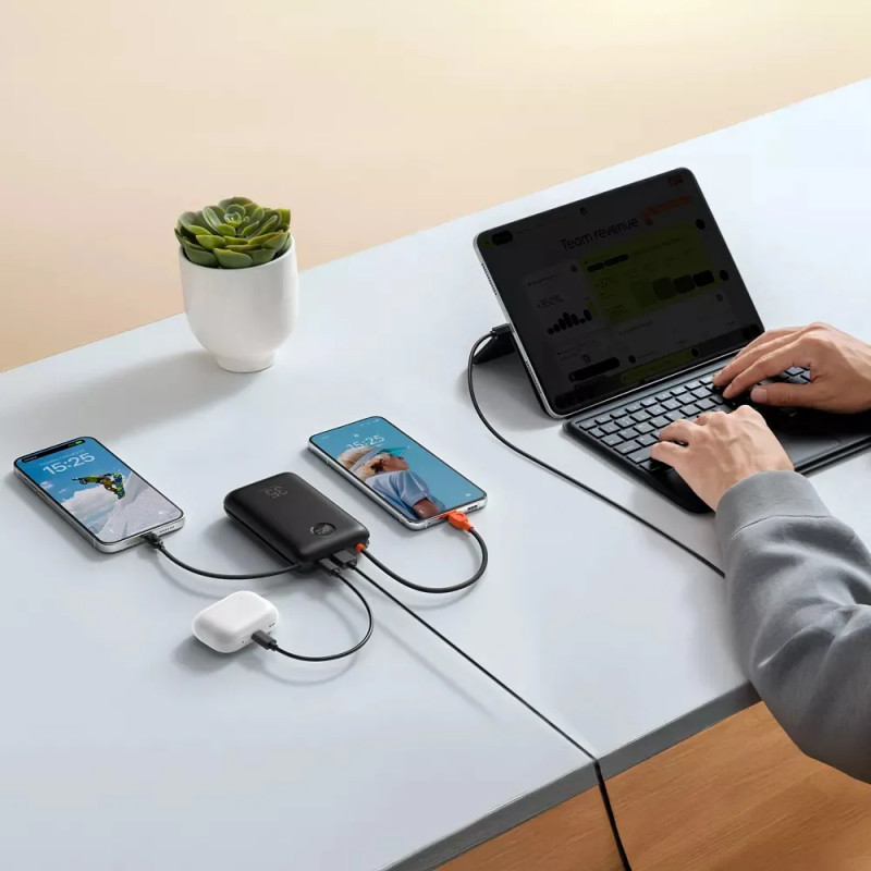 Зовнішній акумулятор VEGER 20000 mAh with built-in cables Type C / Lightning PD QC3.0 35W K2 (W2068) black (VG-W2068)