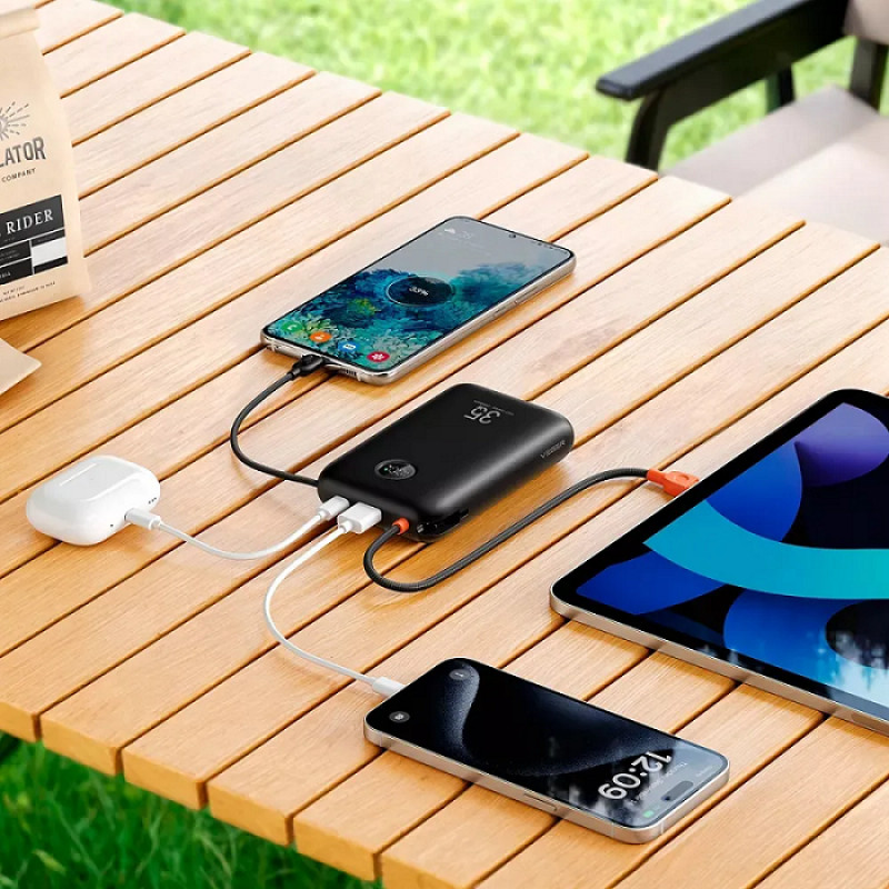 Зовнішній акумулятор VEGER 20000 mAh with built-in cables Type C / Lightning PD QC3.0 35W K2 (W2068) black (VG-W2068)