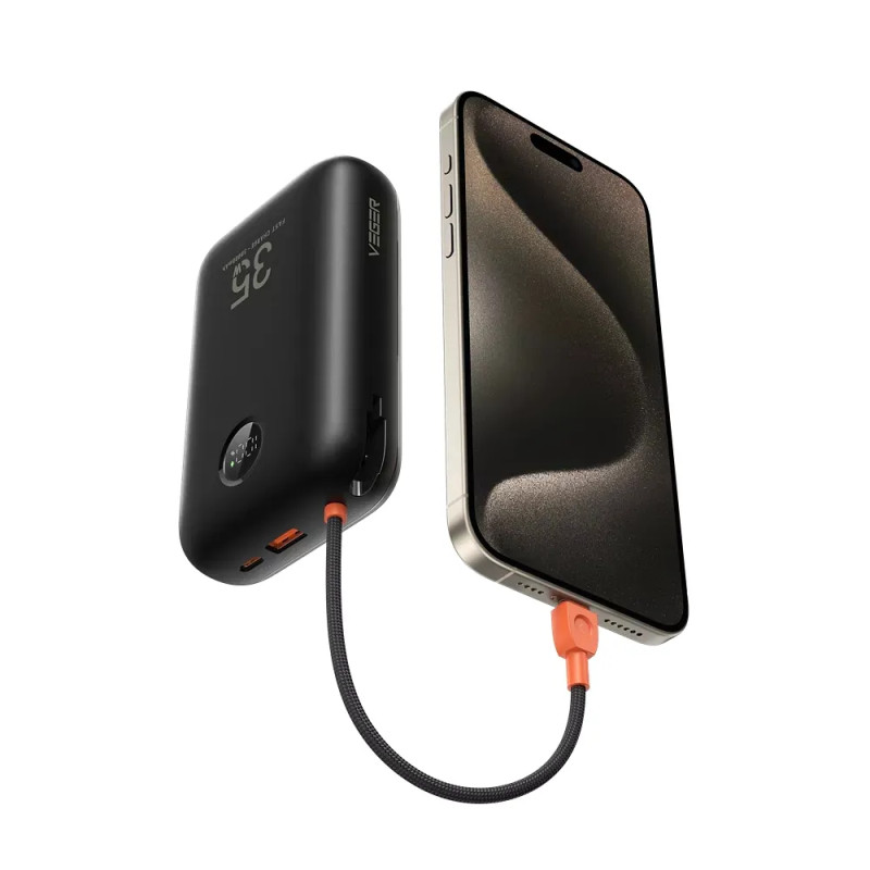 Зовнішній акумулятор VEGER Built-In 2 cables Ultra Mini 30000mAh (VG-W3018)
