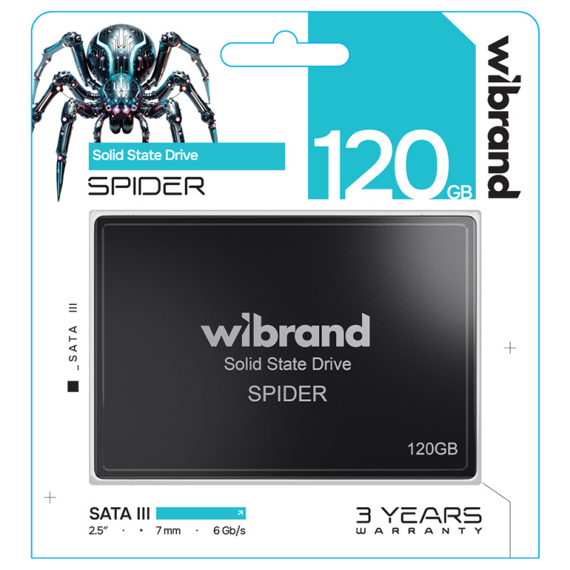 Накопичувач SSD Wibrand Spider 120GB 2.5" 7mm SATAIII Standard (WI2.5SSD/SP120GBST)