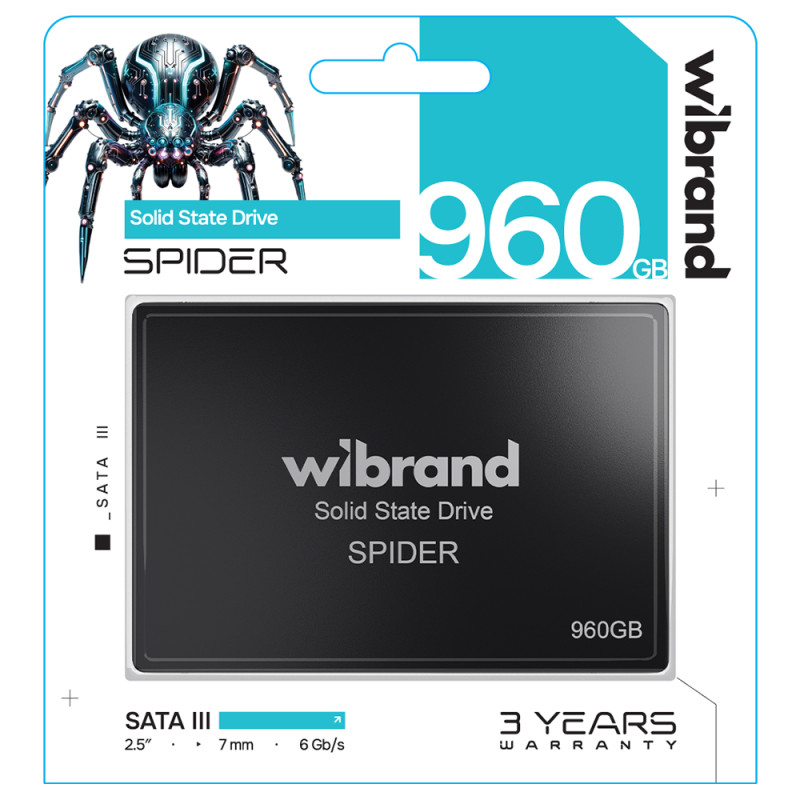 Накопичувач SSD Wibrand Spider 960GB 2.5" 7mm SATAIII Standard (WI2.5SSD/SP960GBST)