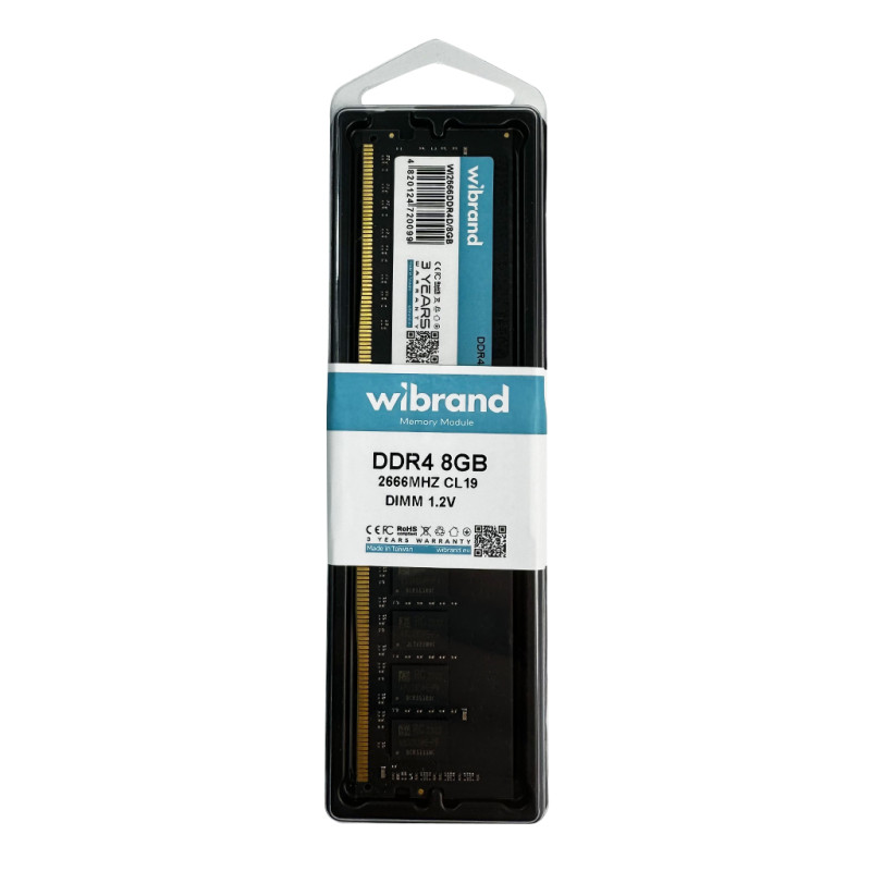 Оперативна пам'ять DDR4 Wibrand 8GB 2666MHz CL19 DIMM (WI2666DDR4D/8GB)