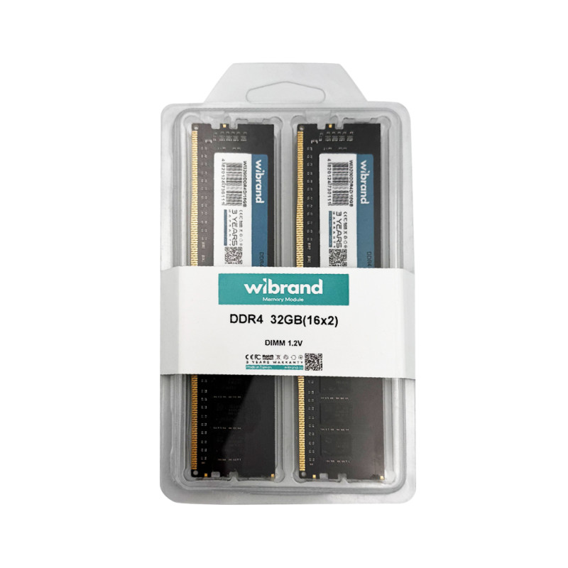 Оперативна пам'ять DDR4 Wibrand 32GB(2x16) 3200MHz CL16 DIMM (WI3200DDR4D/2x16GB)