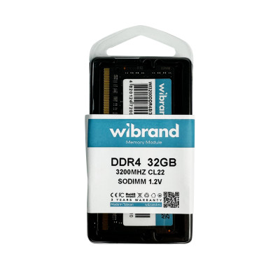 Оперативна пам'ять DDR4 Wibrand 32GB 3200MHz CL22 SODIMM (WI3200DDR4S/32GB) Оперативна пам'ять DDR4 Wibrand 32GB 3200MHz CL22 SODIMM (WI3200DDR4S/32GB)