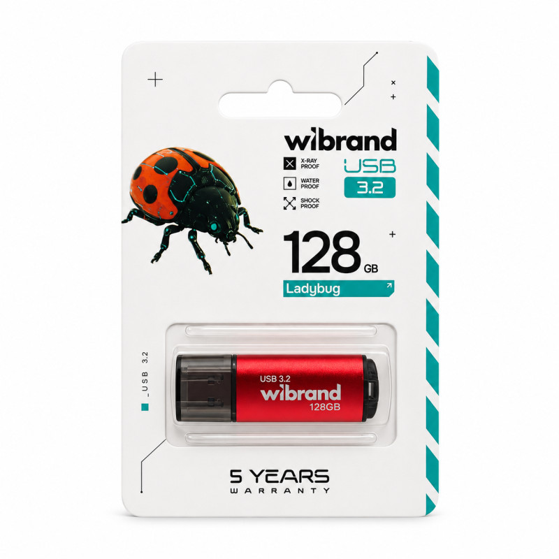 Флеш-накопичувач Wibrand USB 3.2 Gen1 Ladybug 128GB Red (WI3.2/LB128P10S)
