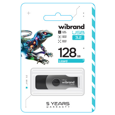 Флеш-накопичувач Wibrand USB 3.2 Gen1 Lizard 128GB Black (WI3.2/LI128P9B)