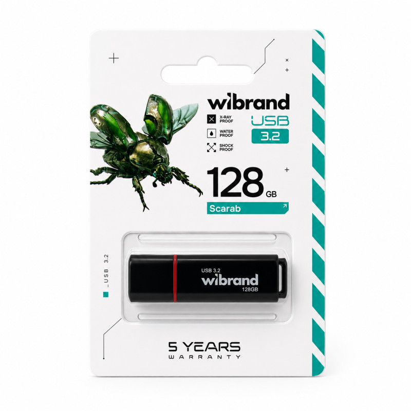 Флеш-накопичувач Wibrand USB 3.2 Gen1 Scarab 128GB Black (WI3.2/SC128P11B)