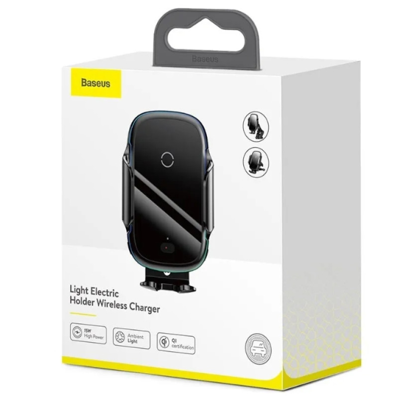 Автотримач для телефона з БЗП Baseus Light Electric Holder Black (WXHW03-01)