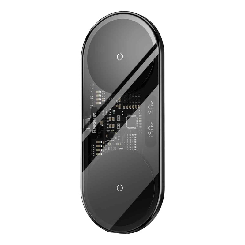 Бездротовий мультизарядний пристрій Baseus Digital LED Display 2in1 Wireless Charger 20W Black Universal version (WXSX010101)