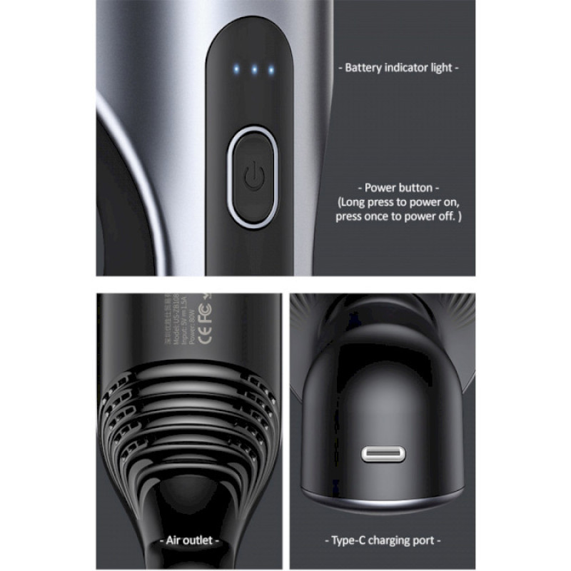 Автомобільний пилосос Usams US-ZB108-1 Mini Handheld Vacuum Cleaner Black (XCQZB10801)