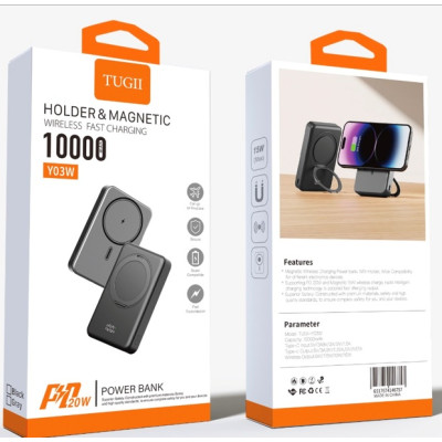 Зовнішній акумулятор WUW TUGII-Y03 15W magsafe 10000mAh Black (Y03W) Зовнішній акумулятор WUW TUGII-Y03 15W magsafe 10000mAh Black (Y03W)
