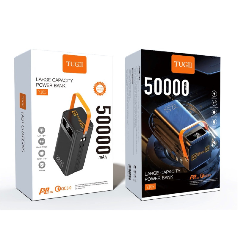 Зовнішній акумулятор WUW TUGII-Y105 （PD22.5W quick charge) 50000mAh Black (Y105)