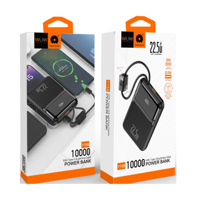 Зовнішній акумулятор WUW Y158 (PD22.5W quick charge) 10000mAh Black (Y158) Зовнішній акумулятор WUW Y158 (PD22.5W quick charge) 10000mAh Black (Y158)