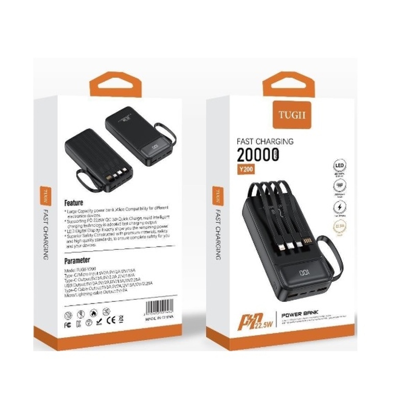 Зовнішній акумулятор WUW Y200 (22.5W PD) 20000mAh Black (Y200)