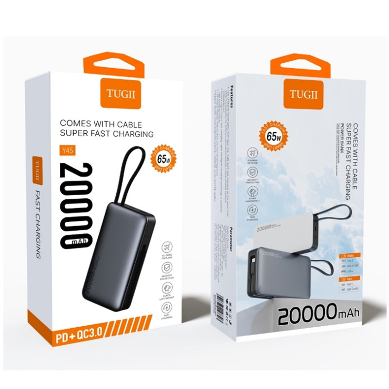 Зовнішній акумулятор WUW TUGII-Y65 （PD 65W quick charge) 20000mAh Black (Y65)
