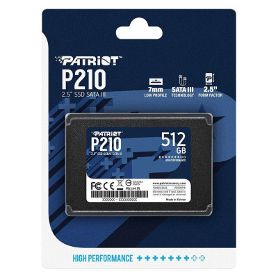 SSD Patriot P210 512GB 2.5" 7mm SATAIII 3D QLC