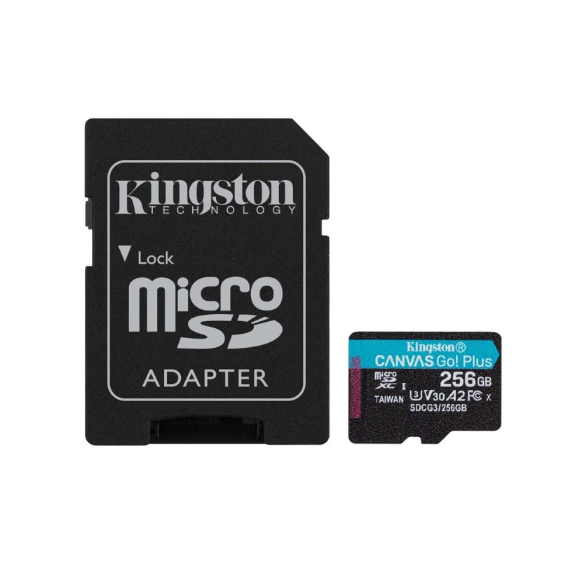 microSDXC (UHS-1 U3) Kingston Canvas Go Plus 256Gb class 10 A2 V30 (R170MB/s, W90MB/s) (adapter SD)
