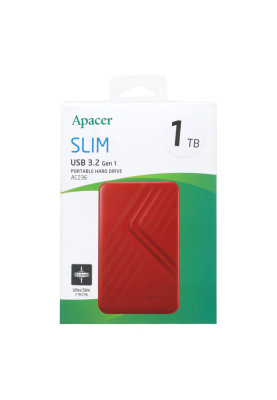 PHD External 2.5'' Apacer USB 3.2 Gen. 1 AC236 1Tb Red (color box)