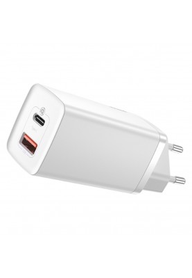 Мережевий зарядний пристрій Baseus GaN2 Lite Quick Charger C+U 65W EU White