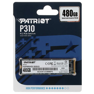 SSD M.2 Patriot P310 480GB NVMe 2280 PCIe 3.0x4 3D NAND TLC