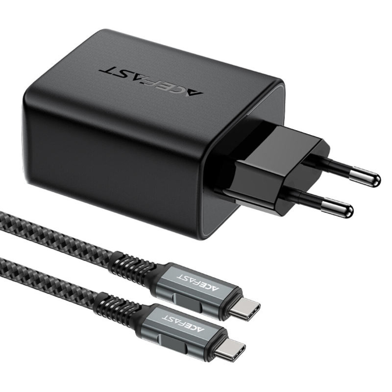 Мережевий зарядний пристрій ACEFAST A17 65W GaN multi-function HUB charger set Black