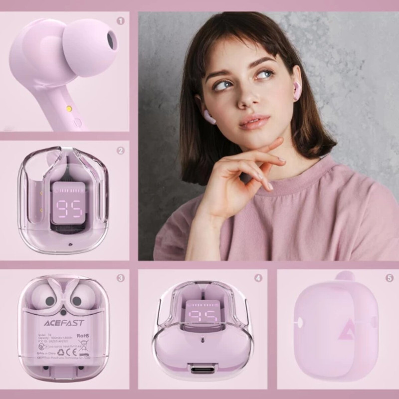Бездротові навушники ACEFAST T6 True wireless stereo headset Pink Lotus