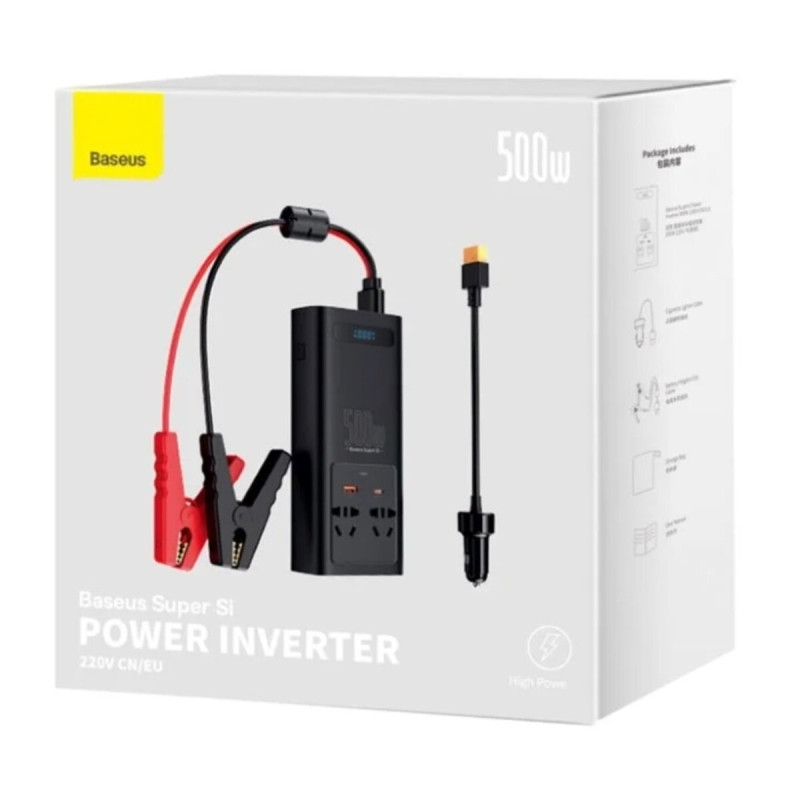 Автомобільний інвертор Baseus Super Si Power Inverter 500W (220V CN/EU ) Black
