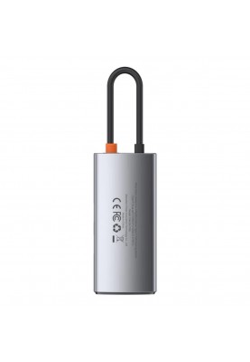 USB-Hub Baseus Metal Gleam Series 4-in-1 Multifunctional Type-C HUB Docking Station Gray（Type-C to HDMI*1+USB3.0*1+USB2.0*1+PD*1）