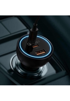 АЗП Baseus Qualcomm Quick Charge 5 Technology Multi-Port Fast Charge Car Charger C+C+U 160W set Gray