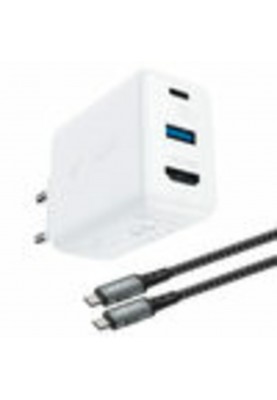 Мережевий зарядний пристрій ACEFAST A17 65W GaN multi-function HUB charger set White