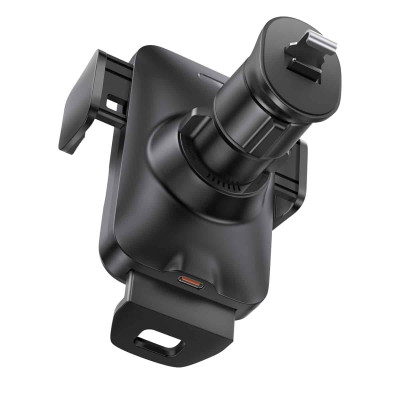 Тримач для мобiльного з БЗП Baseus Wisdom Auto Alignment Car Mount Wireless Charger（QI 15W）(Air Outlet base) Black