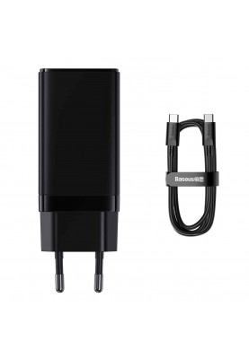 МЗП Baseus GaN3 Pro Fast Charger 2C+U 65W (Cable Type-C  to Type-C 100W(20V/5A) 1m) Black