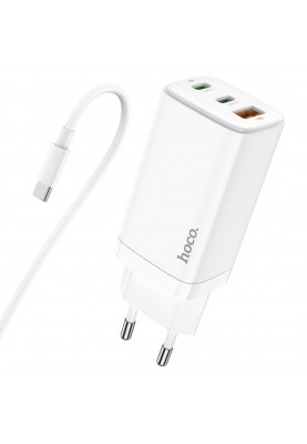 Мережевий зарядний пристрій HOCO N16 Scenery 65W three-port(2C1A) charger set(Type-C to Type-C) White