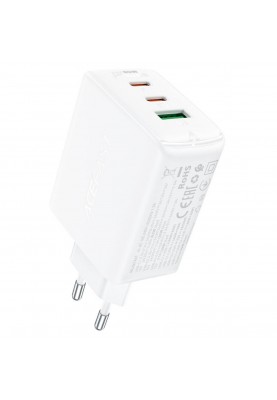 Мережевий зарядний пристрій ACEFAST A41 PD65W GaN (2*USB-C+USB-A) charger White