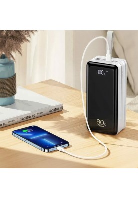 Зовнішній акумулятор REMAX Chinen Series 22.5W  PD+QC  Multi-compatible Fast Charging Power Bank with LED Light  80000mAh RPP-291 White