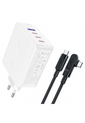 Мережевий зарядний пристрій ACEFAST A37 PD100W GaN (3*CUSB-C+USB-A) charger set White