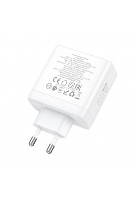 Мережевий зарядний пристрій HOCO N30 Glory PD65W three-port(2C1A) fast charger White