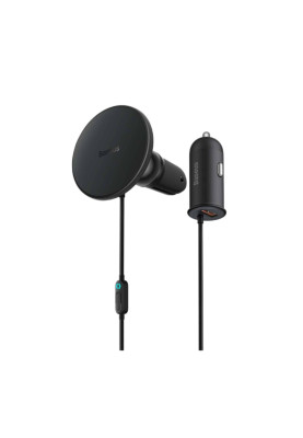 Тримач для мобiльного Baseus CW01 Magnetic Wireless Charging Car Mount 40W (Wireless Charging 15w+USB-A 25W) Black