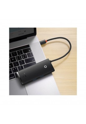USB-Hub Baseus Lite Series 6-Port Type-C HUB Docking Station (Type-C to HDMI+USB3.0*2+Type-C Data+SD/TF) Black