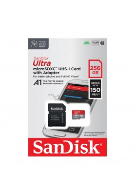 microSDXC (UHS-1) SanDisk Ultra 256Gb class 10 A1 (150MB/s) (adapter SD)